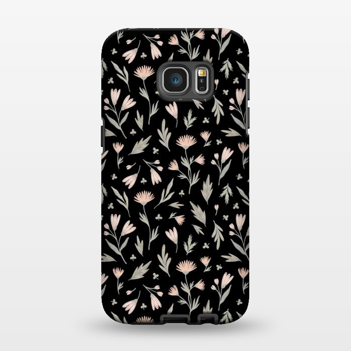 Galaxy S7 EDGE StrongFit delicate flowers on a black by Alena Ganzhela