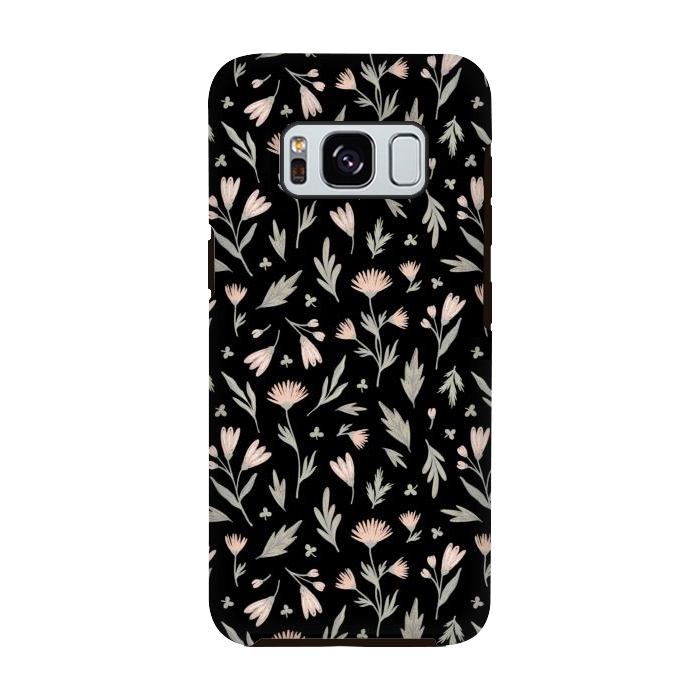 Galaxy S8 StrongFit delicate flowers on a black by Alena Ganzhela