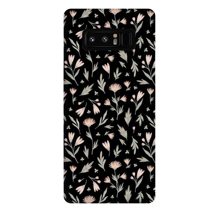 Galaxy Note 8 StrongFit delicate flowers on a black by Alena Ganzhela