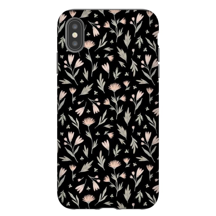 iPhone Xs Max StrongFit delicate flowers on a black by Alena Ganzhela