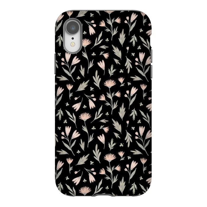 iPhone Xr StrongFit delicate flowers on a black by Alena Ganzhela