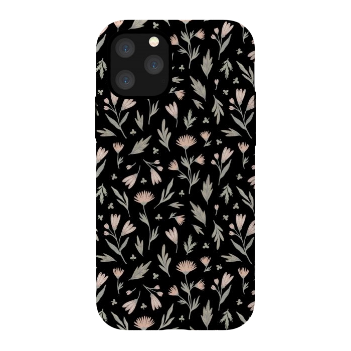 iPhone 11 Pro StrongFit delicate flowers on a black by Alena Ganzhela