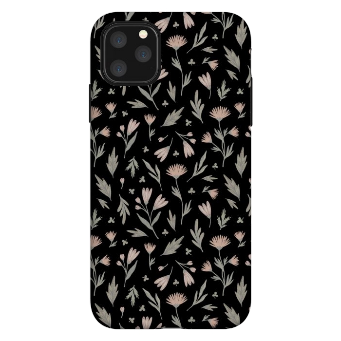 iPhone 11 Pro Max StrongFit delicate flowers on a black by Alena Ganzhela