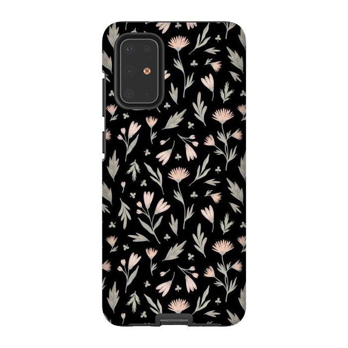 Galaxy S20 Plus StrongFit delicate flowers on a black by Alena Ganzhela