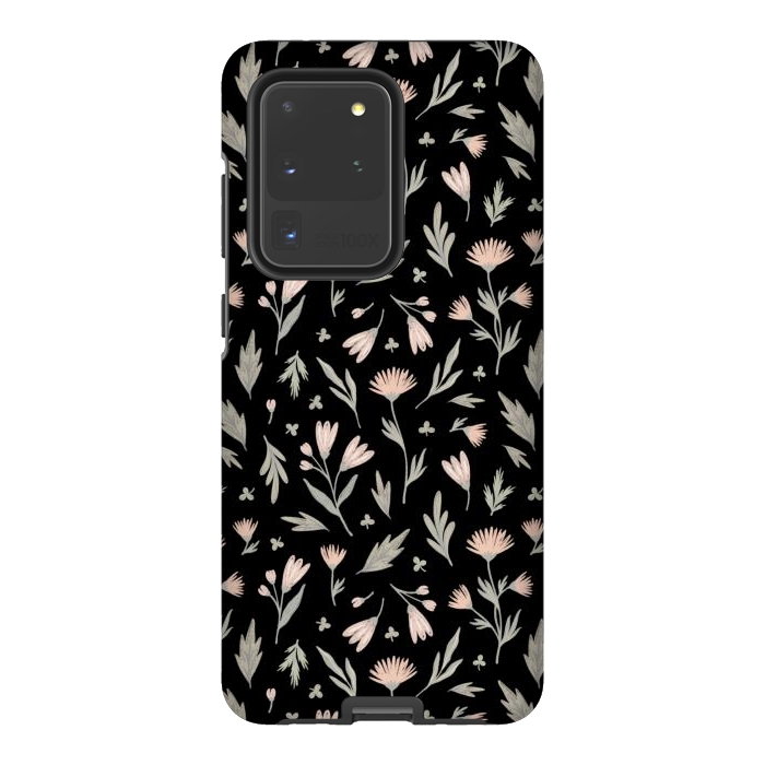 Galaxy S20 Ultra StrongFit delicate flowers on a black by Alena Ganzhela