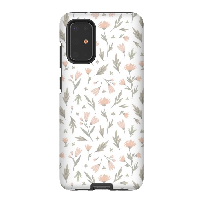 Galaxy S20 Plus StrongFit delicate flowers on a white by Alena Ganzhela