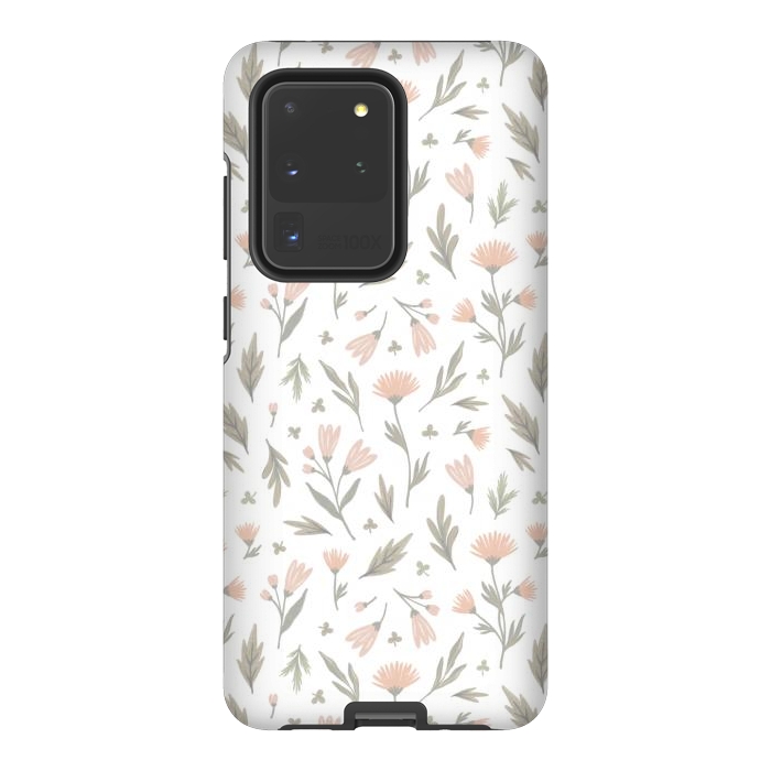 Galaxy S20 Ultra StrongFit delicate flowers on a white by Alena Ganzhela