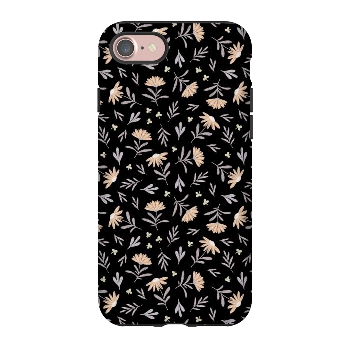 iPhone 7 StrongFit Beige flowers on a black by Alena Ganzhela