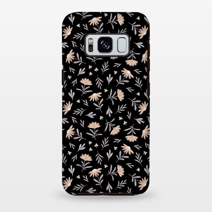 Galaxy S8 plus StrongFit Beige flowers on a black by Alena Ganzhela