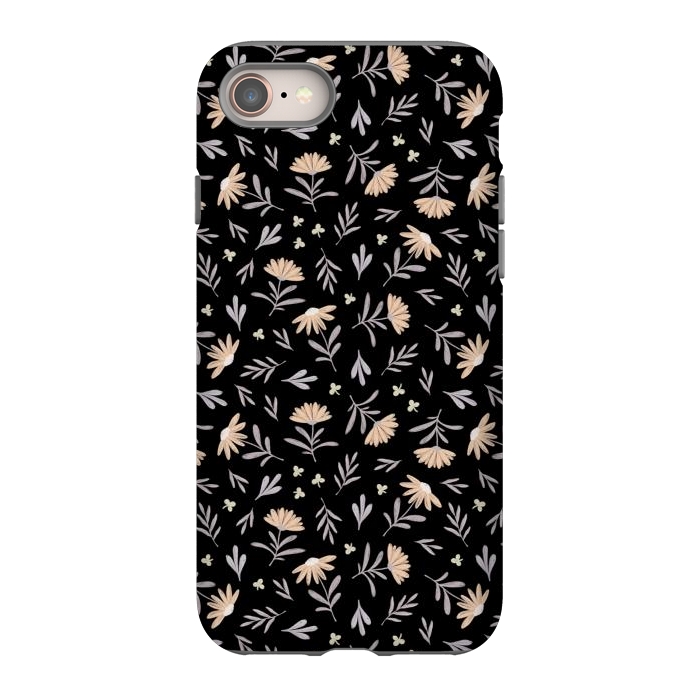 iPhone 8 StrongFit Beige flowers on a black by Alena Ganzhela