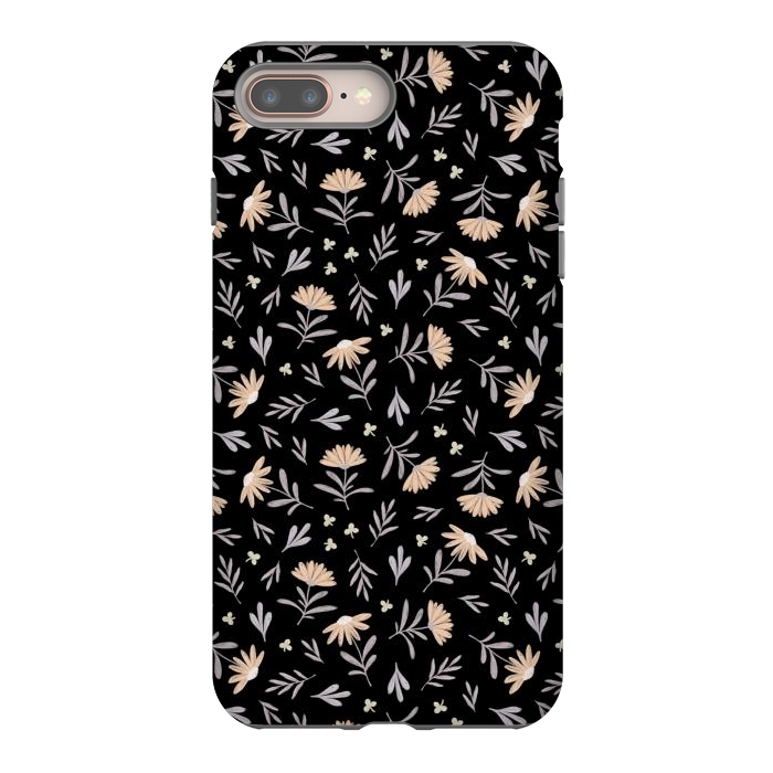 iPhone 8 plus StrongFit Beige flowers on a black by Alena Ganzhela