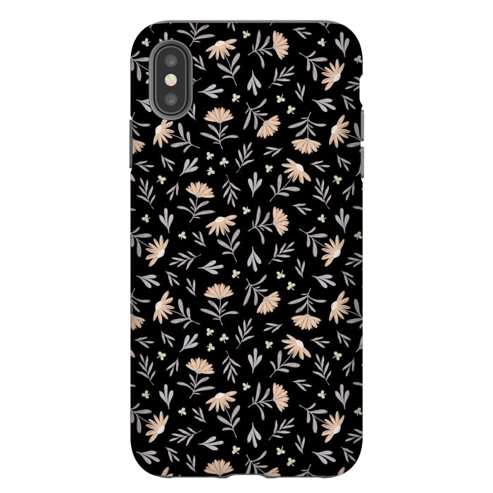 iPhone Xs Max StrongFit Beige flowers on a black by Alena Ganzhela
