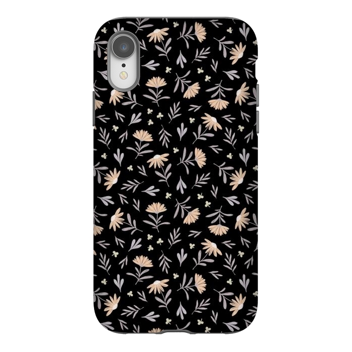 iPhone Xr StrongFit Beige flowers on a black by Alena Ganzhela