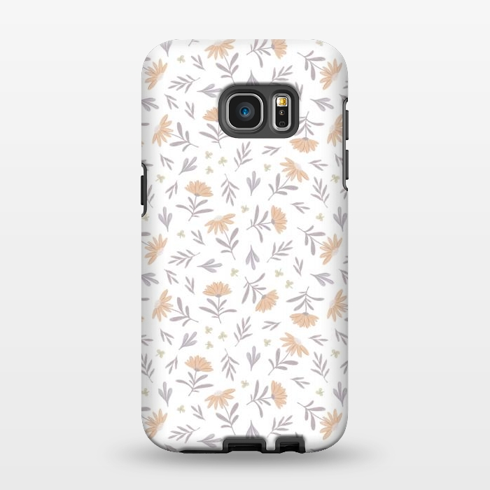 Galaxy S7 EDGE StrongFit Beige flowers on a white by Alena Ganzhela