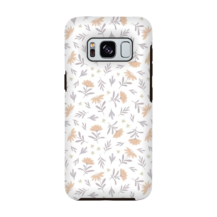Galaxy S8 StrongFit Beige flowers on a white by Alena Ganzhela