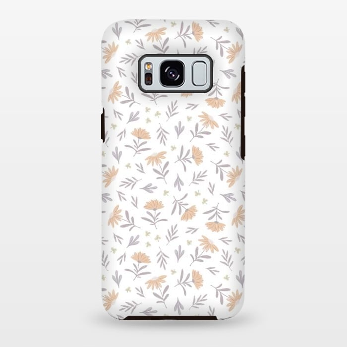 Galaxy S8 plus StrongFit Beige flowers on a white by Alena Ganzhela