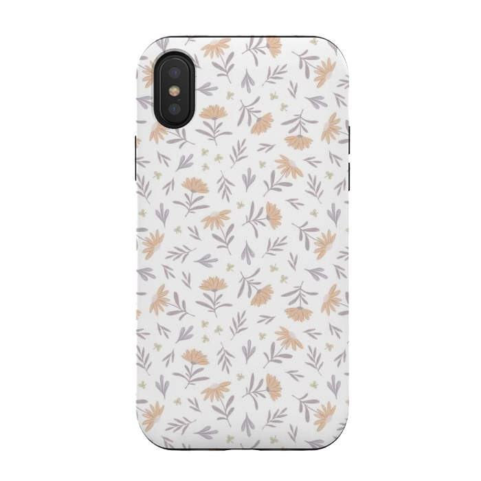 iPhone Xs / X StrongFit Beige flowers on a white by Alena Ganzhela