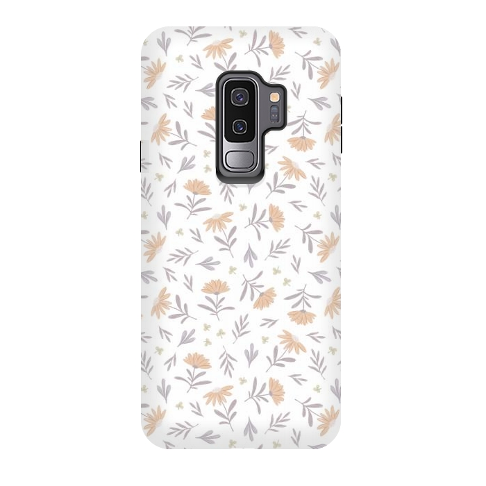 Galaxy S9 plus StrongFit Beige flowers on a white by Alena Ganzhela