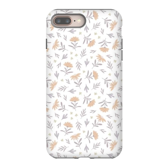 iPhone 8 plus StrongFit Beige flowers on a white by Alena Ganzhela