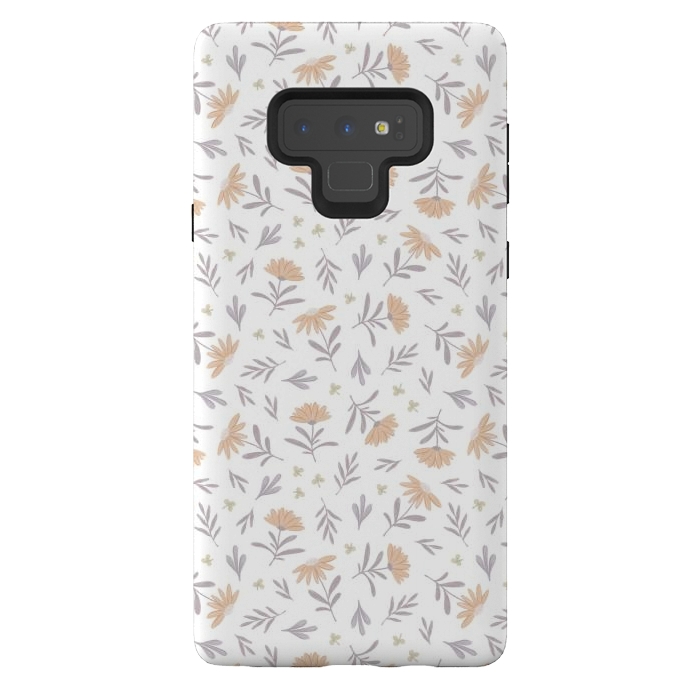 Galaxy Note 9 StrongFit Beige flowers on a white by Alena Ganzhela