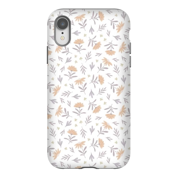 iPhone Xr StrongFit Beige flowers on a white by Alena Ganzhela