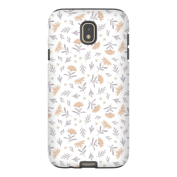 Galaxy J7 StrongFit Beige flowers on a white by Alena Ganzhela