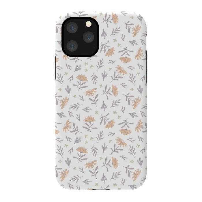 iPhone 11 Pro StrongFit Beige flowers on a white by Alena Ganzhela