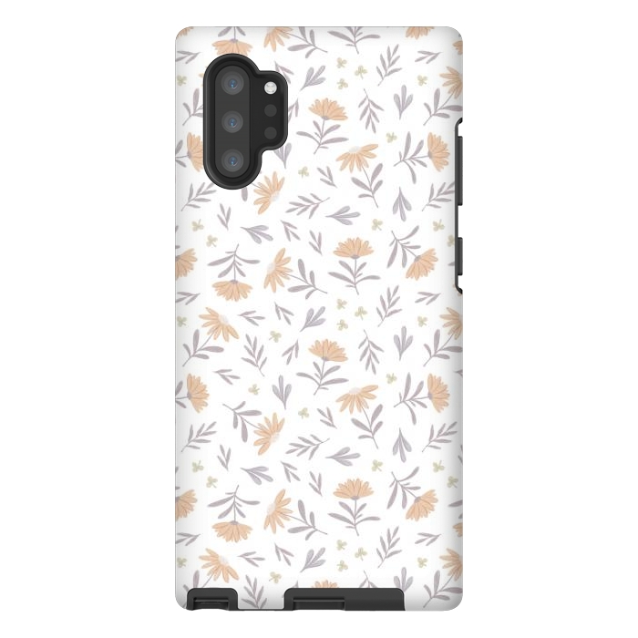 Galaxy Note 10 plus StrongFit Beige flowers on a white by Alena Ganzhela