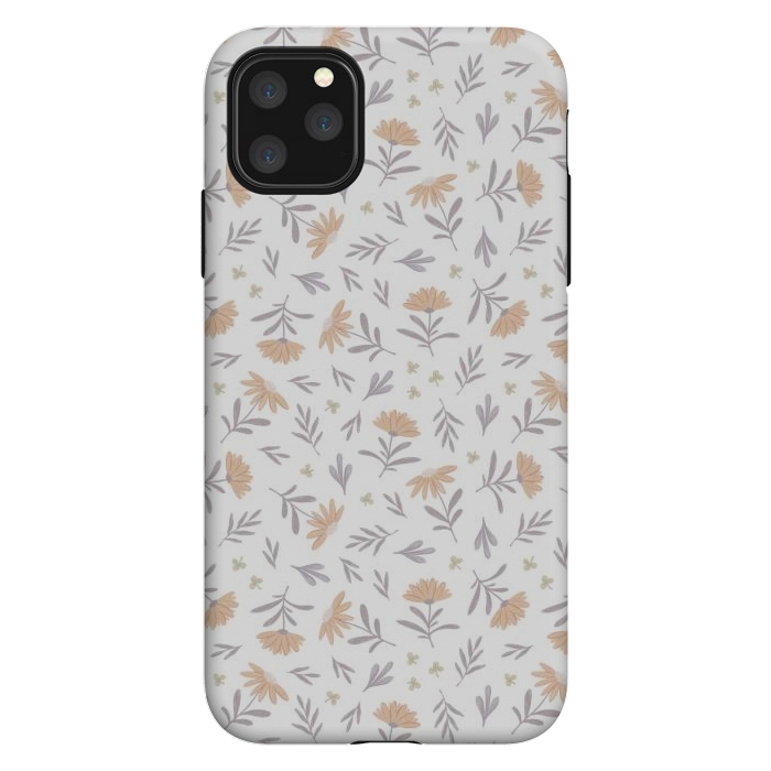 iPhone 11 Pro Max StrongFit Beige flowers on a white by Alena Ganzhela