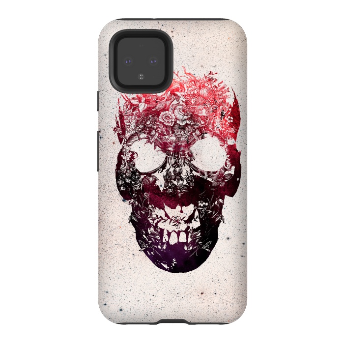 Pixel 4 StrongFit Floral Skull by Ali Gulec