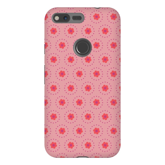 Pixel XL StrongFit Pink Circular Floral by Rosie Simons