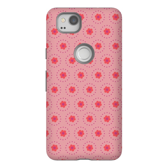 Pixel 2 StrongFit Pink Circular Floral by Rosie Simons