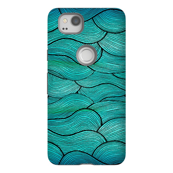 Pixel 2 StrongFit Sea Waves Pattern by Pom Graphic Design