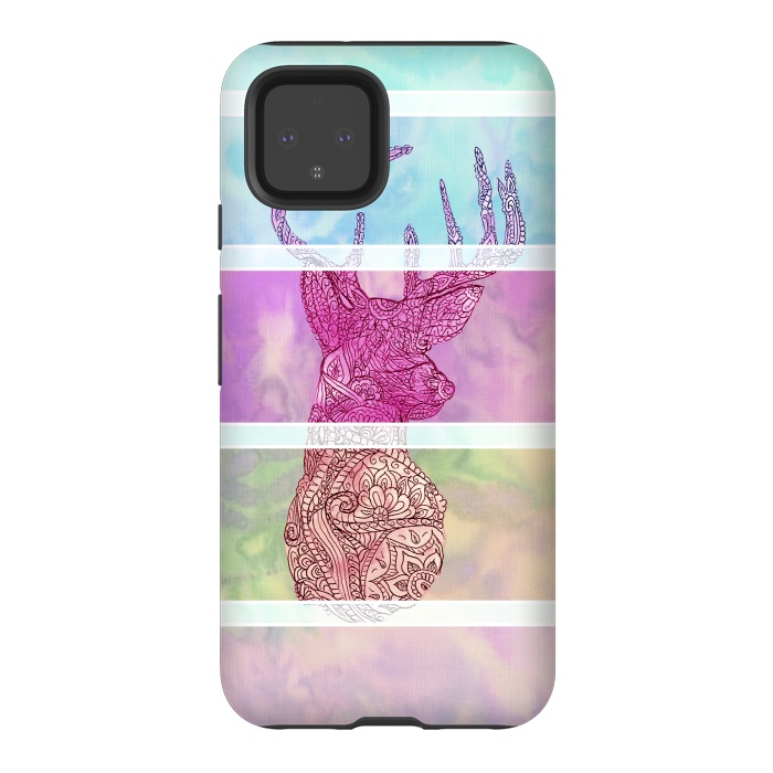 Pixel 4 StrongFit Deer Vintage Stripes Paisley Photo by Girly Trend