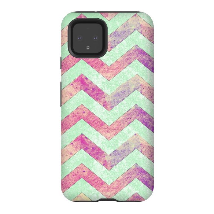 Pixel 4 StrongFit Mint Pink Watercolor Chevron by Girly Trend