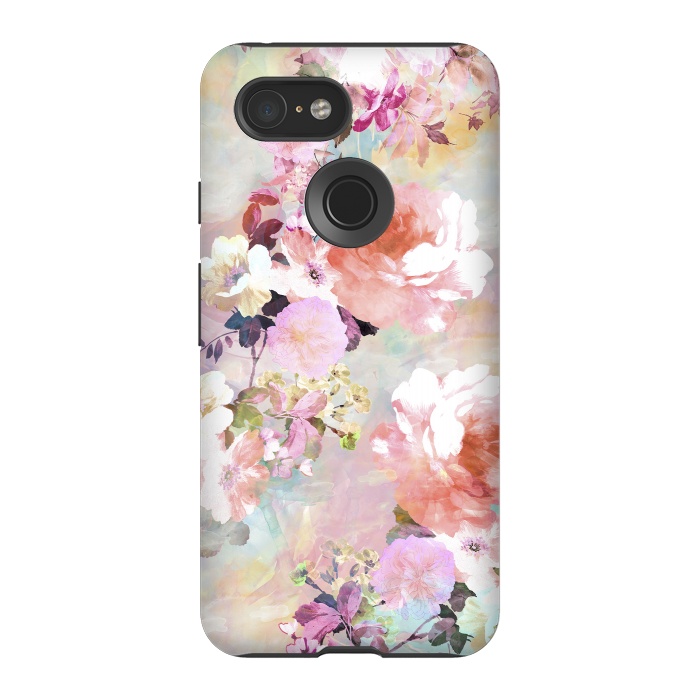Pixel 3 StrongFit Watercolor Flowers por Girly Trend