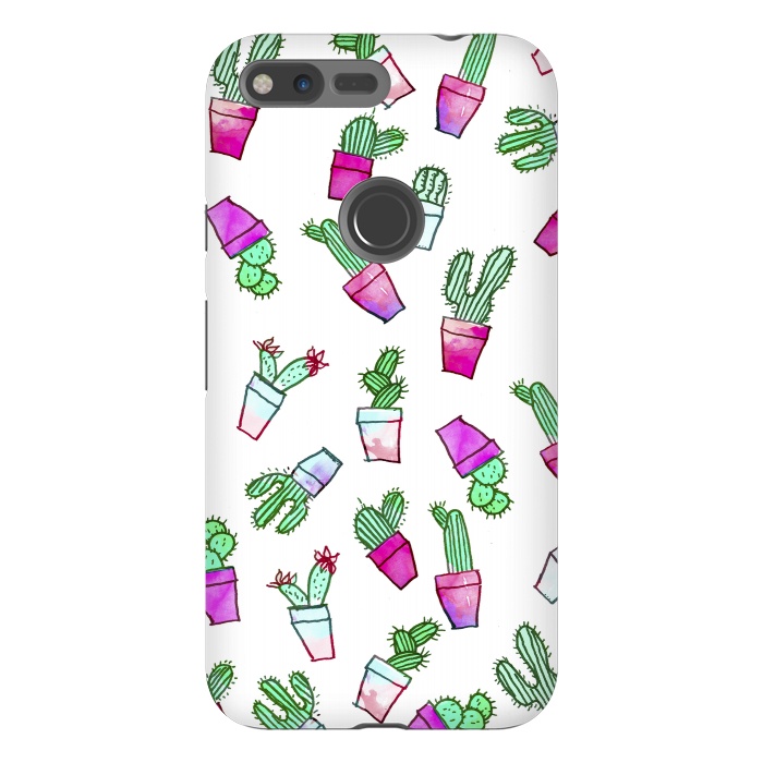 Pixel XL StrongFit Whimsical Hand Drawn cactus pattern  by Girly Trend