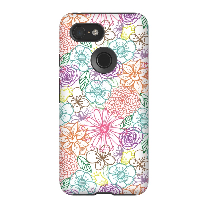 Pixel 3 StrongFit Bright Floral by TracyLucy Designs