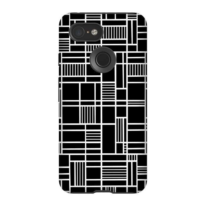 Pixel 3 StrongFit Map Outline Black 45 White by Project M
