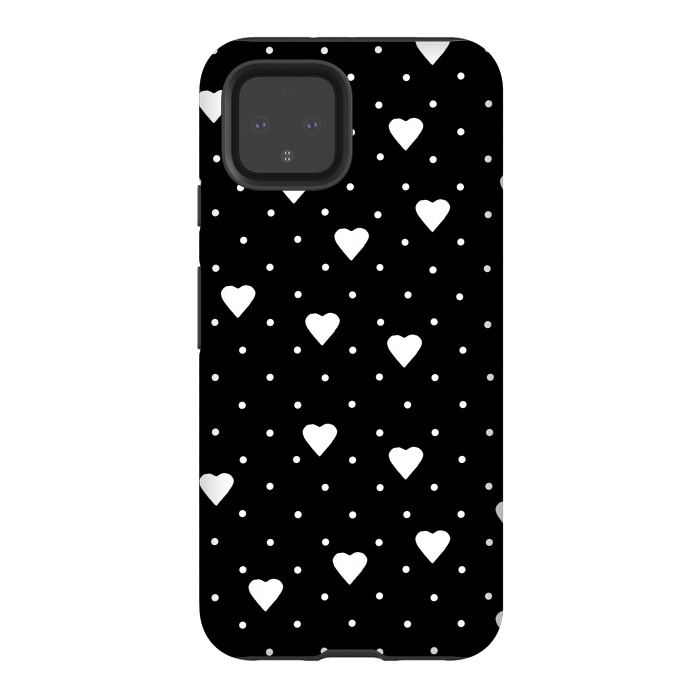 Pixel 4 StrongFit Pin Point Hearts White by Project M
