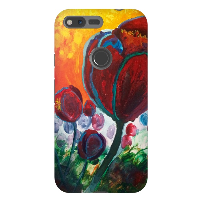 Pixel XL StrongFit Blue High Tulips on Fire by ANoelleJay