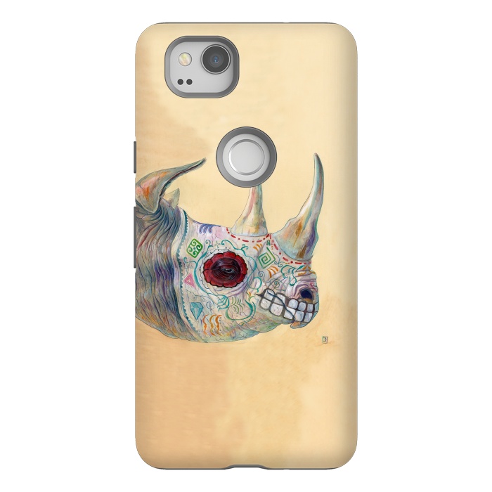 Pixel 2 StrongFit Day of the Dead Rhino by Brandon Keehner