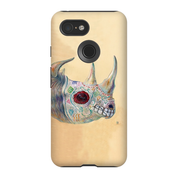 Pixel 3 StrongFit Day of the Dead Rhino by Brandon Keehner