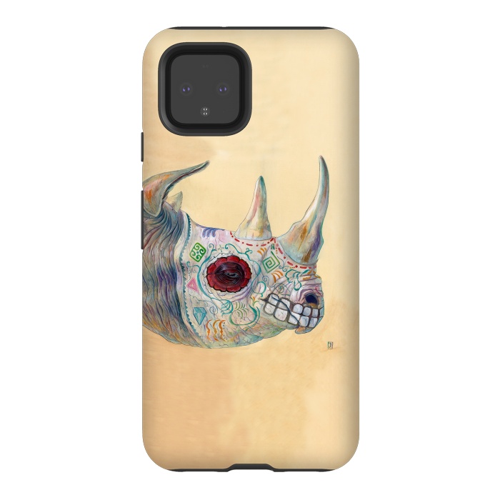 Pixel 4 StrongFit Day of the Dead Rhino by Brandon Keehner