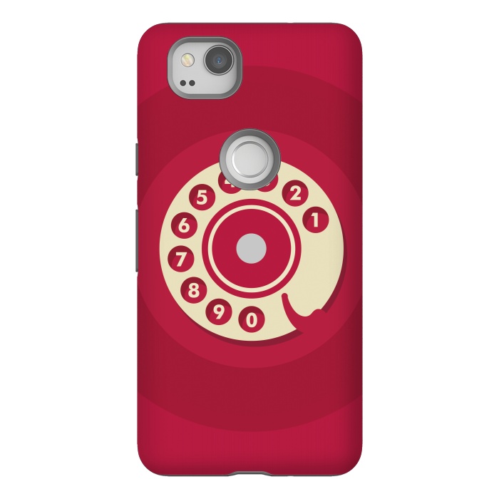 Pixel 2 StrongFit Vintage Red Telephone by Dellán