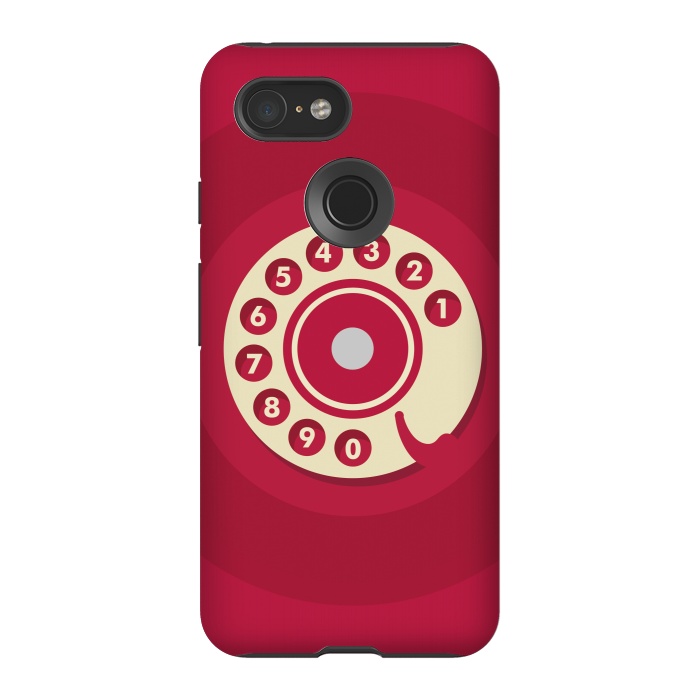 Pixel 3 StrongFit Vintage Red Telephone by Dellán