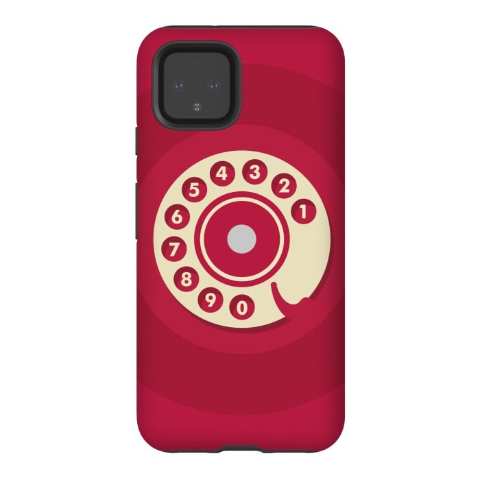 Pixel 4 StrongFit Vintage Red Telephone by Dellán