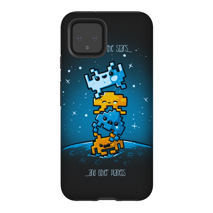 Pixel 4 StrongFit Cute Invaders by Q-Artwork