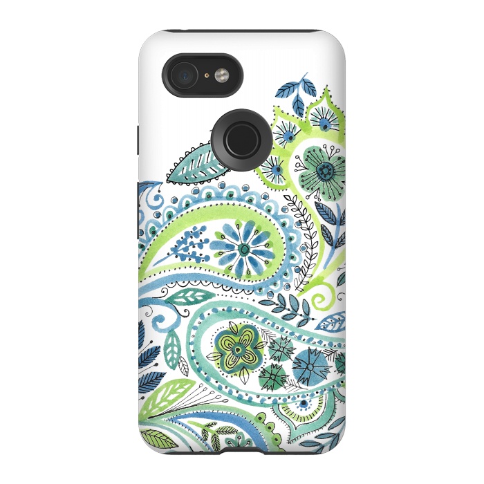 Pixel 3 StrongFit Watercolour Paisley by Laura Grant