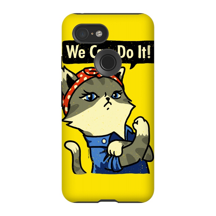 Pixel 3 StrongFit We Can Do It! Purrrsist! by Vó Maria